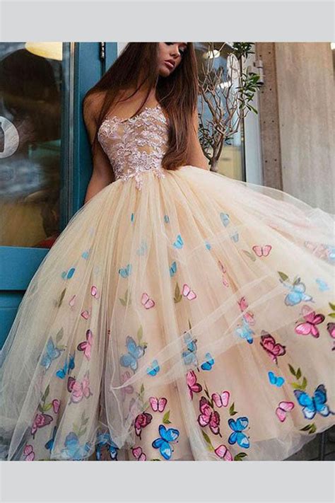 Champagne Strapless Ball Gown Tea Length Tulle Prom Dress For Teens