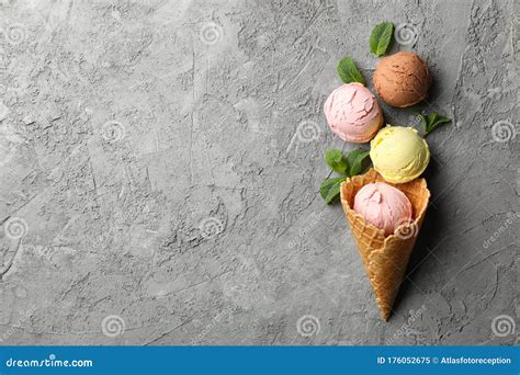 Ice Cream And Mint On Background Top View Stock Image Image Of Refreshing Pieces