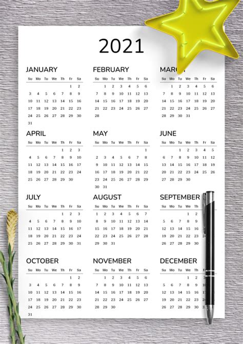 One Year Calendar Template For Your Needs