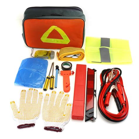 Portable Car Vehicle Roadside Emergency Breakdown And Safety Kit Auto Car
