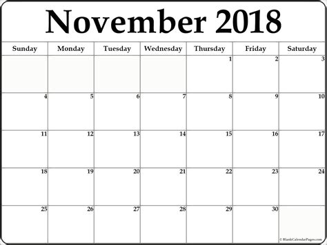 Free Printable November 2018 Calendar Template Resume Example Gallery