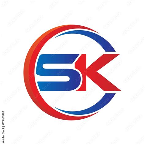 Vetor De Sk Logo Vector Modern Initial Swoosh Circle Blue And Red Do