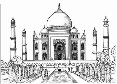 Coloring Pages Taj Mahal Drawing India Printable