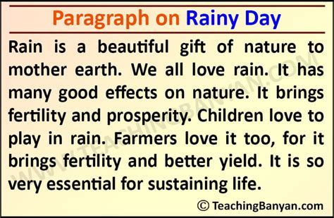 Paragraph On Rainy Day 100 120 150 200 250 Words For Students