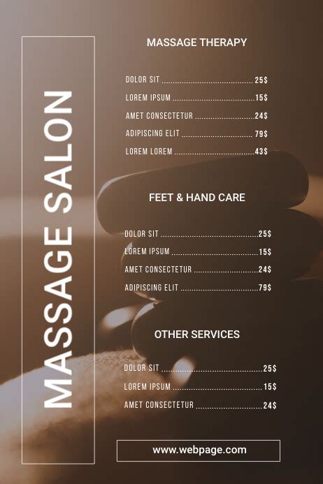 Spa Massage Salon Price List Template Postermywall
