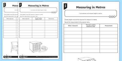 Measuring In Metres Differentiated Worksheet Worksheets