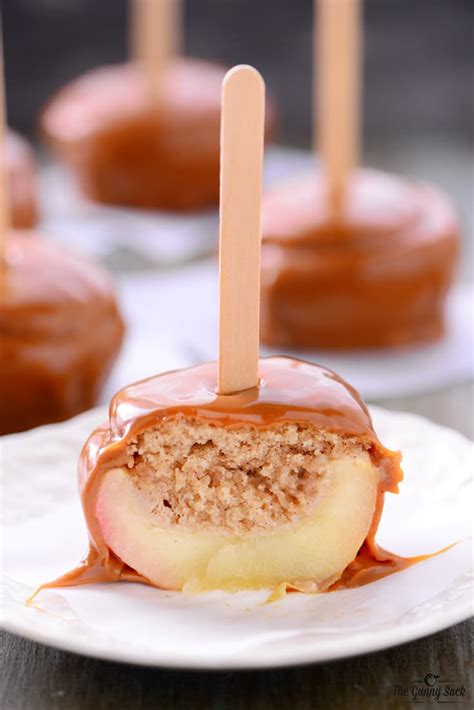 How to make food on a stick ideas is not only easy, but lots of fun! Cake Stuffed Caramel Apple On A Stick - The Gunny Sack