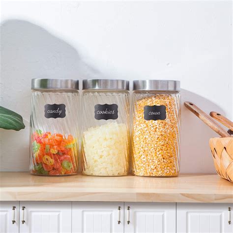 The stainless steel material means that the durability on the higher side. Glass Kitchen Storage Canister Jars Set with Stainless ...