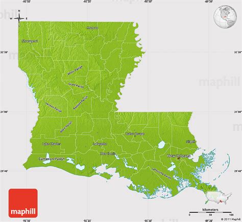 Physical Map Of Louisiana Cropped Outside