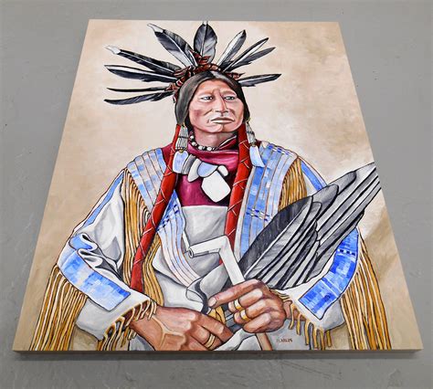 Chief Many Horns Native American Oil Painting American Etsy
