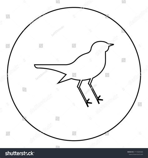 Nightingale Luscinia Bird Silhouette Icon Circle Stock Vector Royalty