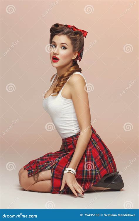 Beautiful Pin Up Girl Stock Photo Image Of Clothes Elegance 75435188