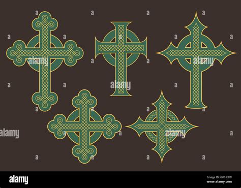 Cruz Celta Diseños Vectoriales Cinco Diferentes Intrincado Fancy