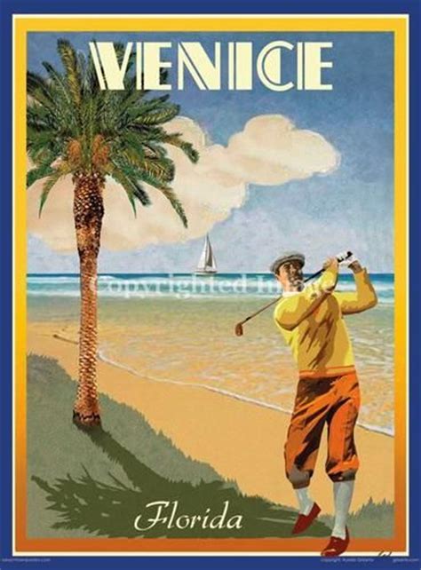 Venice Beach Fl Vintage Art Deco Style Travel Poster By Aurelio