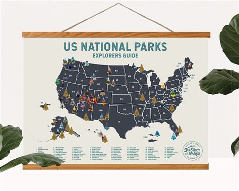 Usa National Park Scratch Off Map Magnetic Frame Scratch Etsy