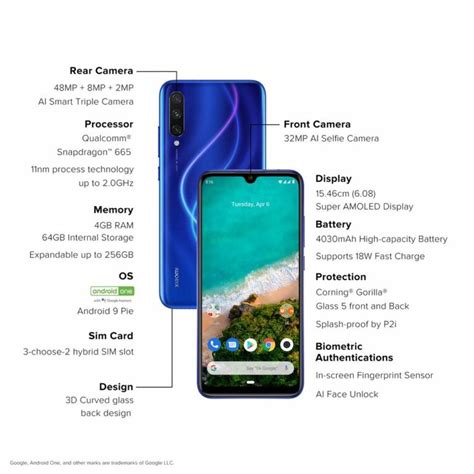 Xiaomi Mi A3 Not Just Blue 4gb Ram 64gb Storage Mi Mobile