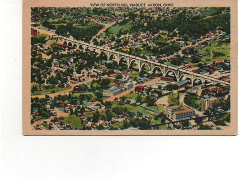 Akron Ohio View Of North Hill Viaduct Vintage Linen Postcard D25 Ebay
