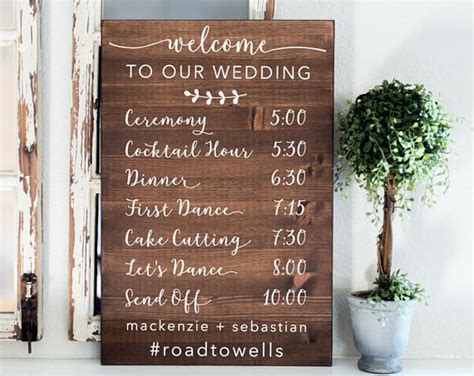 Wedding Schedule Wood Sign Wedding Events Sign Custom Wedding Day