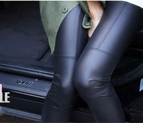 Faux Leather Leggings For Women Patchwork Black Milk Fashion Sexy