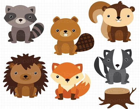 Clipart Forest Animals By Myclipartstore On Creativemarket Vector