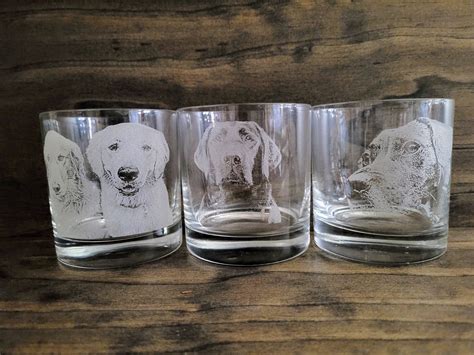 Photo On A Whiskey Glass Whiskey Glass Dog Laser Engraved Etsy