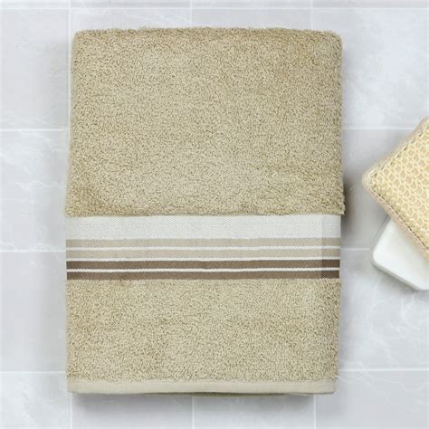 Mainstays Basic Bath Collection Single Bath Towel Tan Ombre Stripe