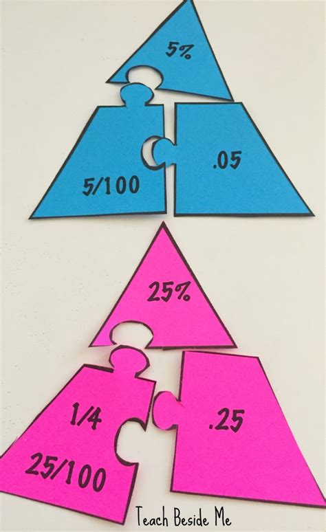 Fraction Decimal And Percent Puzzles Free Printable With Images