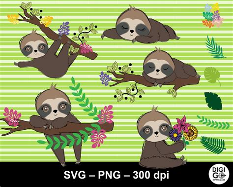 Sloth Svg Sloth Bundle Sloth Png Cute Sloth Funny Sloth Hanging Sloth Svg Sleeping