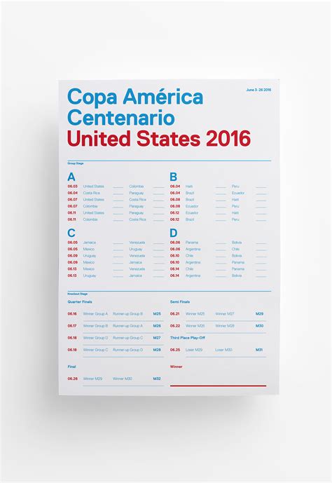 Here are the groups for the tournament. Copa America 2016 Schedule Print on Behance
