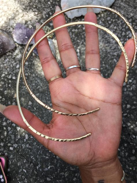 Golden Hammered Open Choker Cuff K Gold Rose Gold Brass Etsy