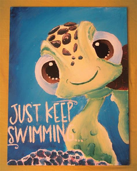 Acrylics Painting On Canvas Justkeepswimming Disney Turtle Sea