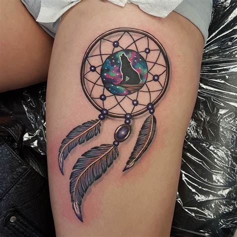 dreamcatcher thigh tattoo designs ideas and meaning tattoos for you