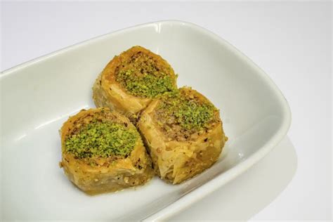 Turkish Baklava In The Form Of Rolls With Pistachio Stock Image Image