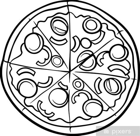 Fotomurales Pizza Italiana Pagina Para Colorear De Dibujos Animados 
