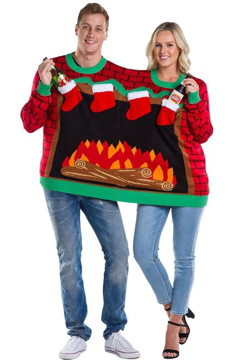 Fireplace Two Person Ugly Christmas Sweater Ugly Christmas Sweaters For Couples 2018