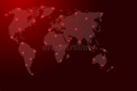 World Map From Red Pattern Slanted Parallel Lines And Glowing Space