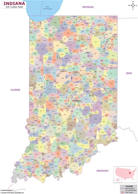 Zip Codes List For Indiana Indiana Zip Code Map