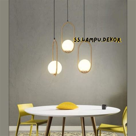 Jual Lampu Gantung Minimalis Modern Ring Gold Bola Kaca Susu Mewah Shopee Indonesia