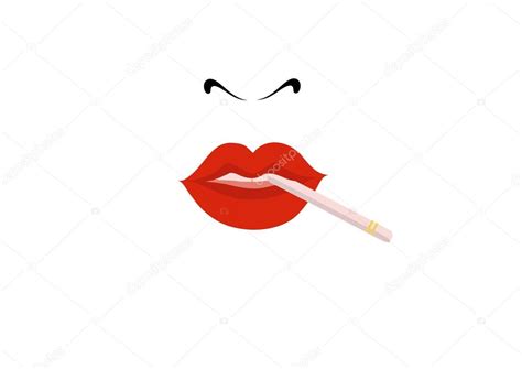 Red Lips With A Cigarette Stock Vector AnnaVic