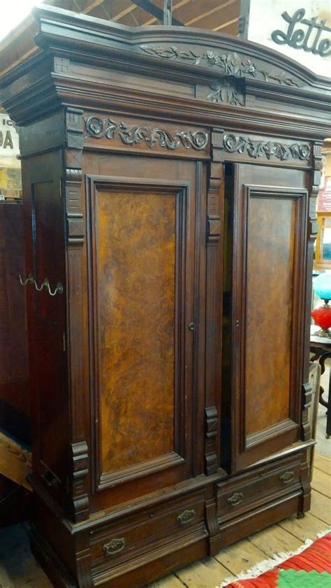 Stunning Late 1800s Walnut Armoire Antique Furniture Armoire