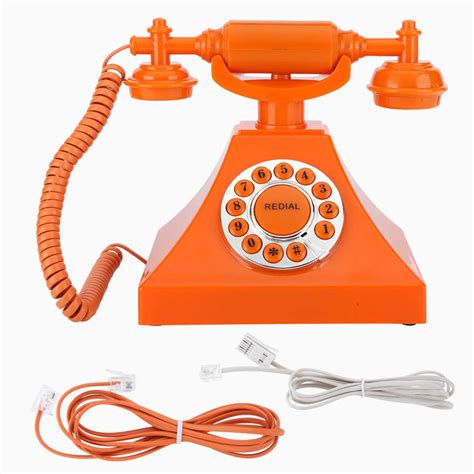 Cordless Phone Vintage Landline Telephone Orange H Grandado