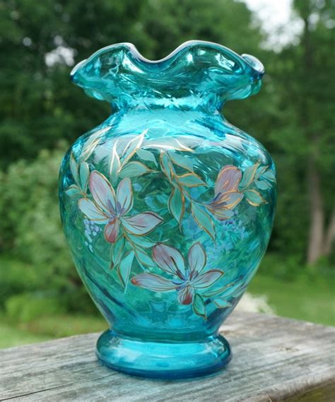 Stunning Vintage Hand Painted And Signed Fenton Vase