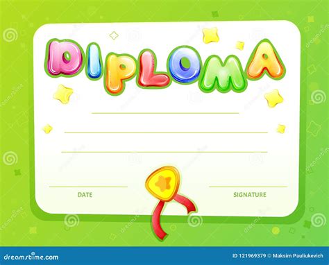 Cartoon Kids Certificate Diploma Template Stock Illustration