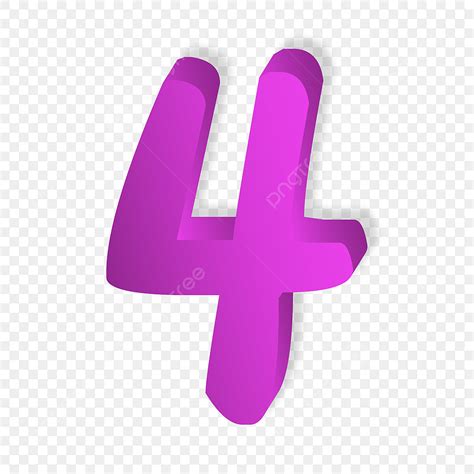 3d Number 4 Vector Png Images Number 4 3d Purple Color Alphabet Font
