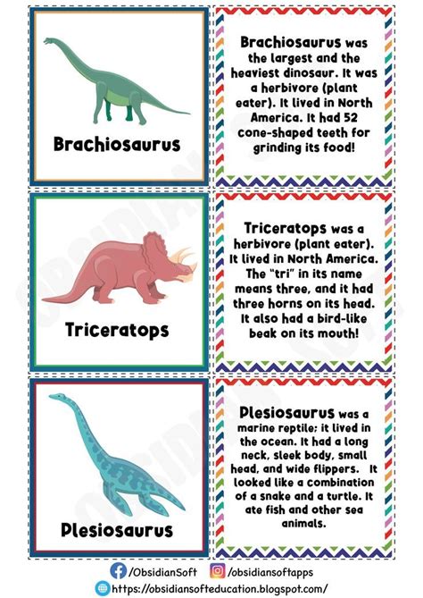 Free Dinosaur Flash Cards For Kids Kids Cards Dinosaur Facts Flashcards