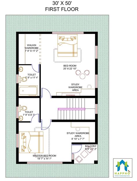 North Facing House Plan 3bhk