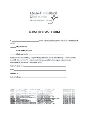 editable dental xray release form pdf fill print download online