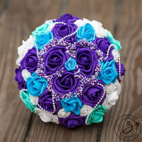 To bring your wedding floral dreams to life, begin with a rough idea of your wedding theme and colour scheme, the style of bouquets you are after, and your estimated flower. Purple, turquoise and aqua teal bouquet with pearls - The ...