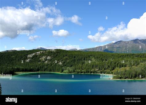 Emerald Lake Yukon Canada And Landscape Stock Photo Alamy