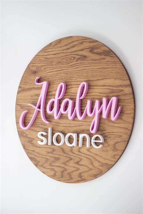 3d Round Nursery Name Wood Sign By Wellwood Designs For A Purple